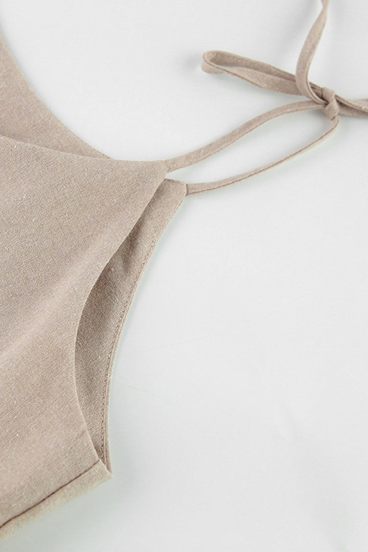 Tie-up Straps Cotton Cami Dress Brown · S