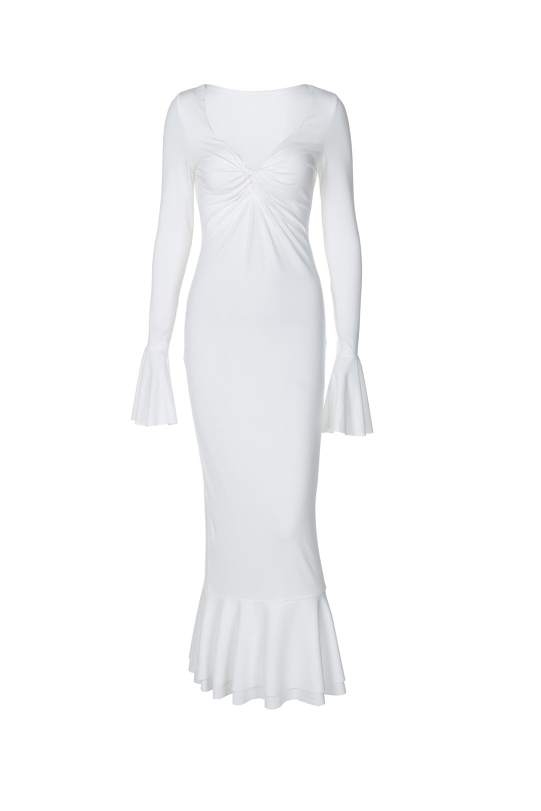 Twisted Flare Sleeve Ruffle Dress Black · S