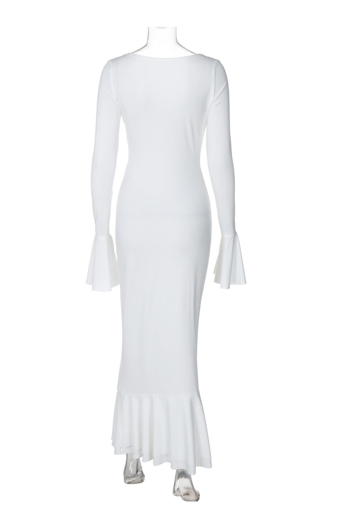 Twisted Flare Sleeve Ruffle Dress Black · L