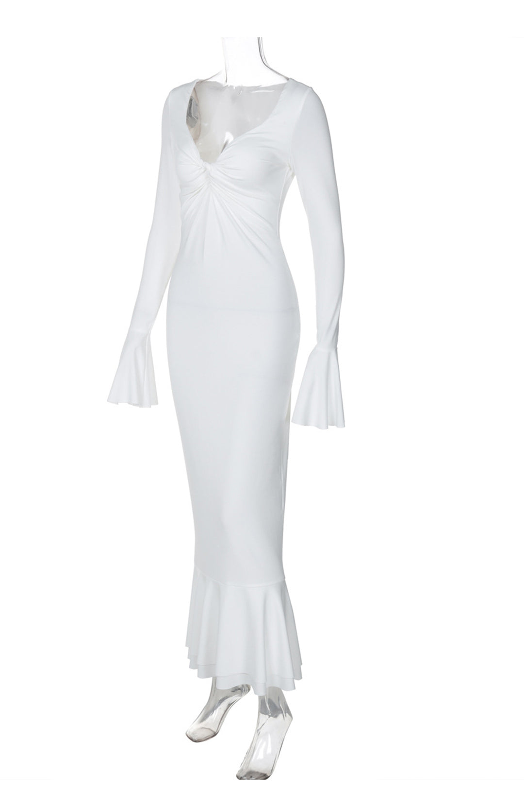 Twisted Flare Sleeve Ruffle Dress Black · M