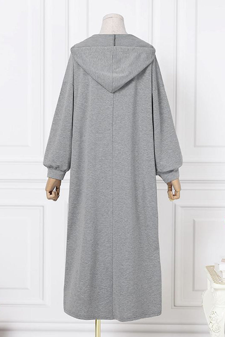 V Neck Drawstring Hooded Dress Light Yellow · 4XL