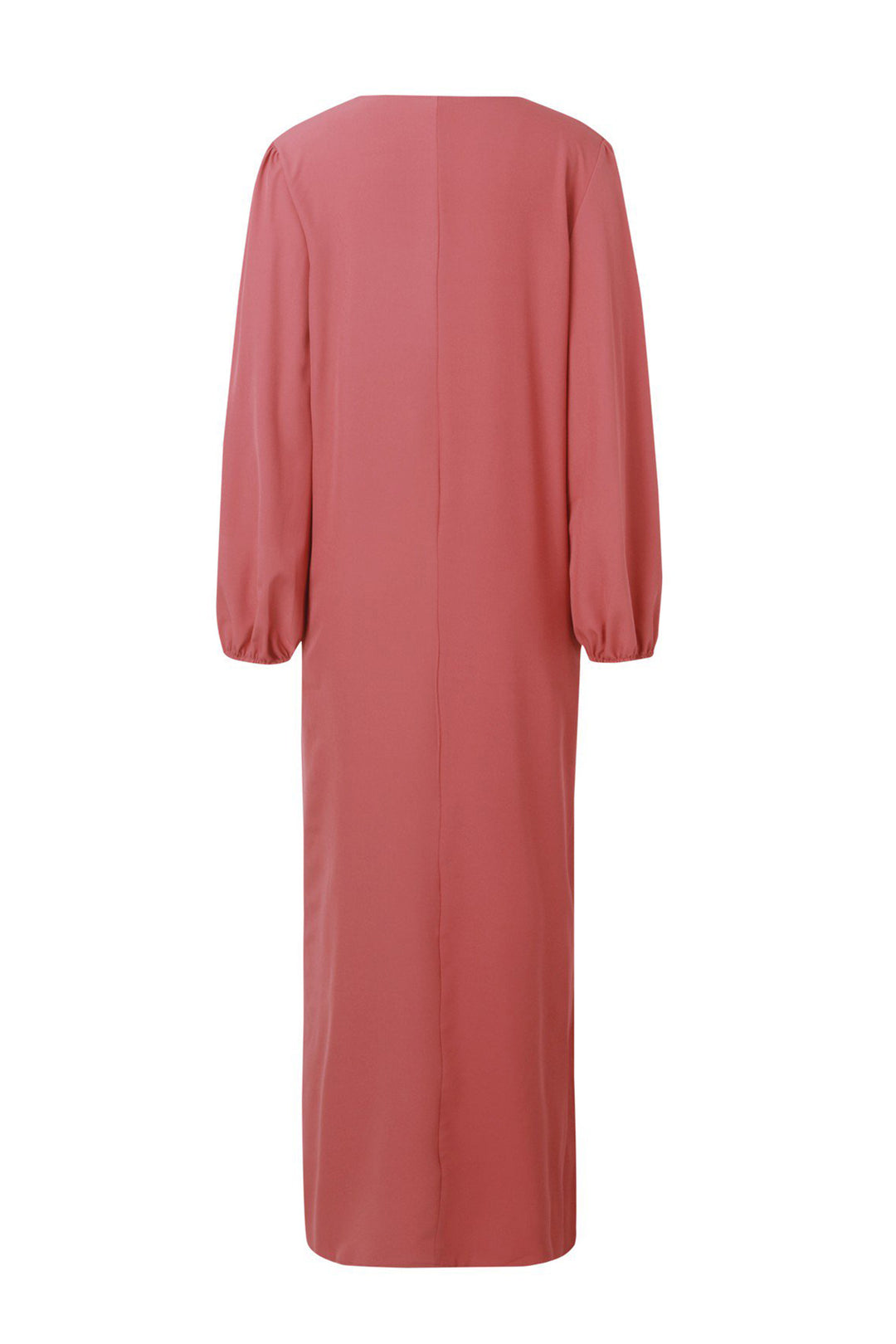 V Neck Lantern Sleeve Maxi Dress Pink · 3XL