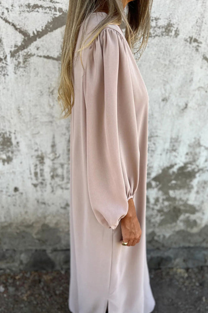V Neck Lantern Sleeve Maxi Dress Red · 3XL