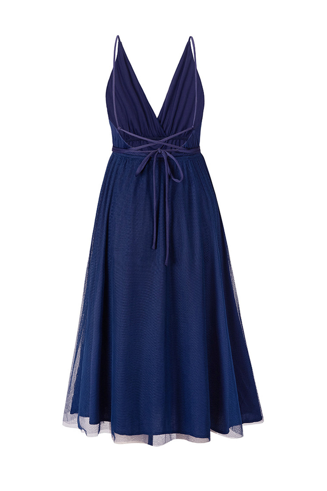 V Neck Mesh Tie-up Cami Dress Green · M