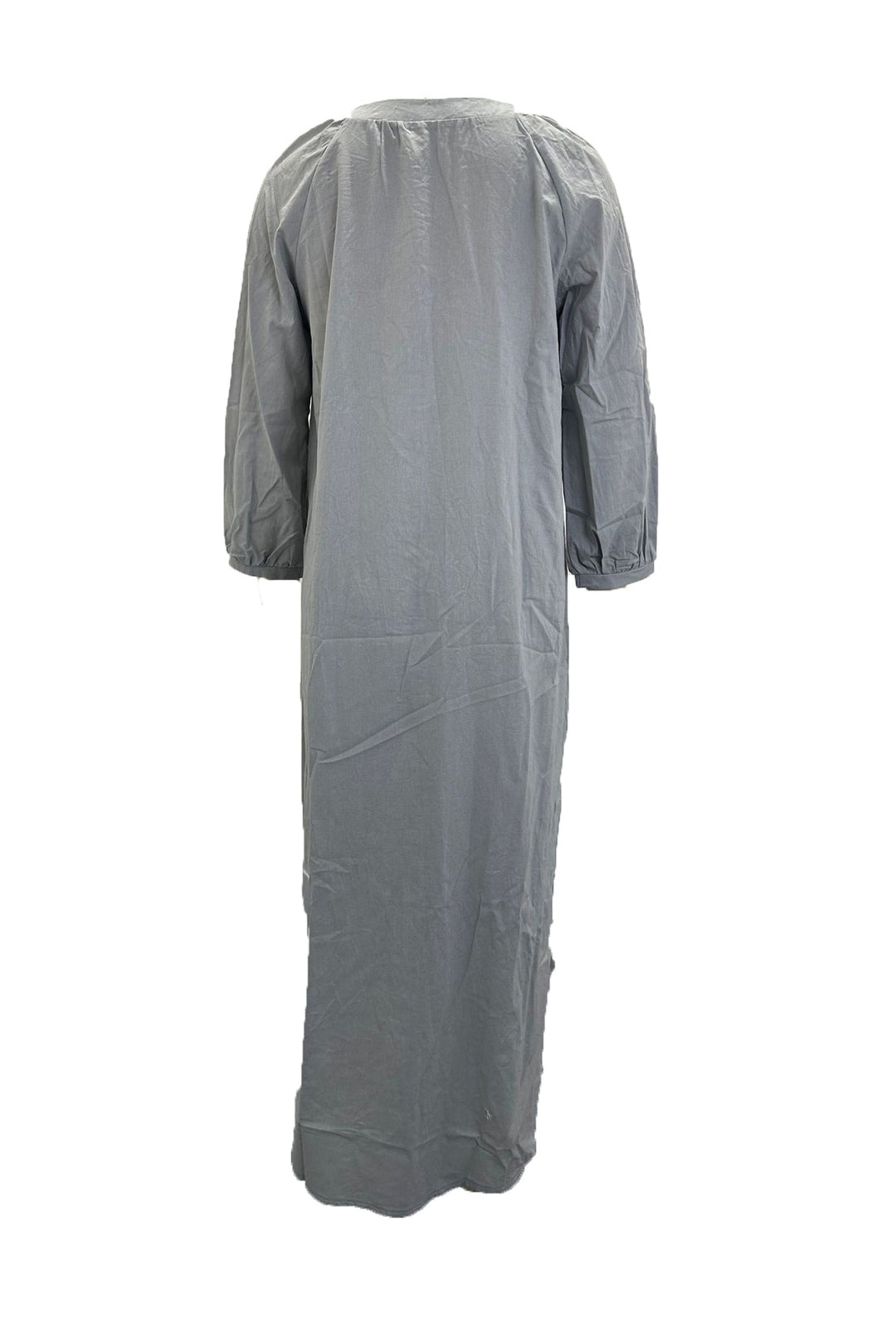 V Neck Single-breasted Long Sleeve Dress Grey · 3XL