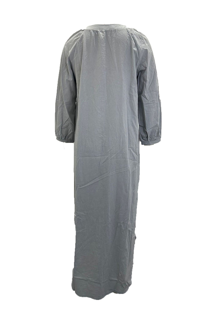 V Neck Single-breasted Long Sleeve Dress Grey · 3XL