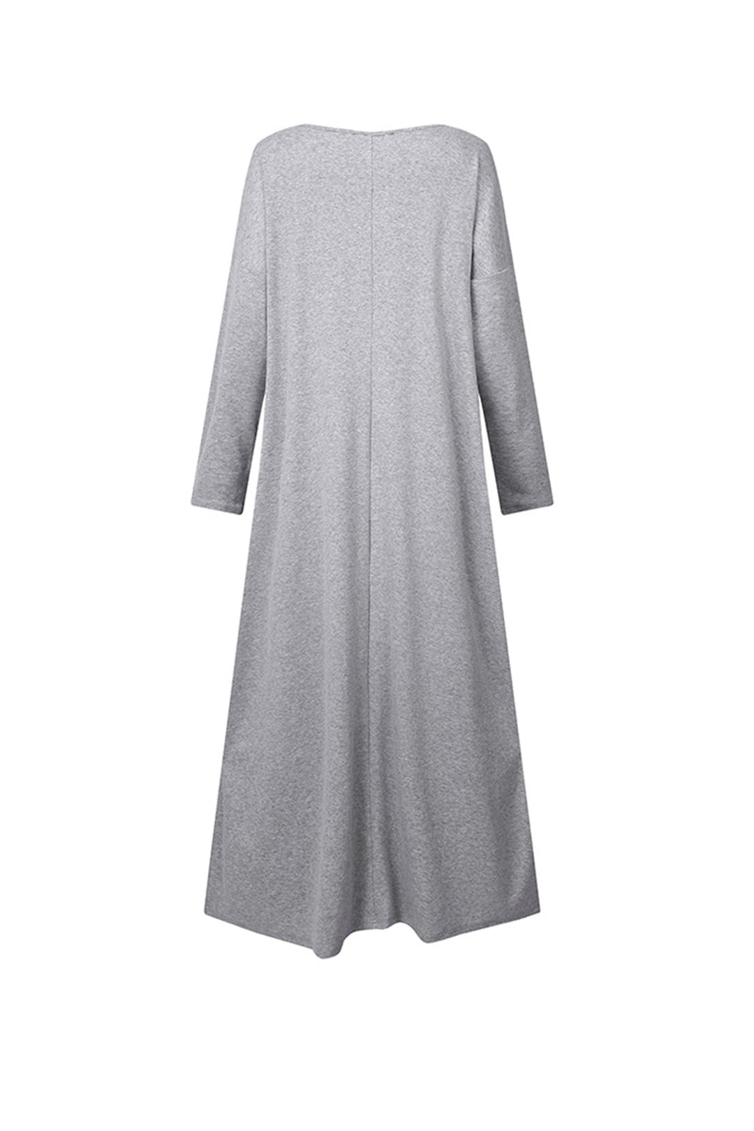 V Neck Slit Hem Sweatshirt Dress Grey · L