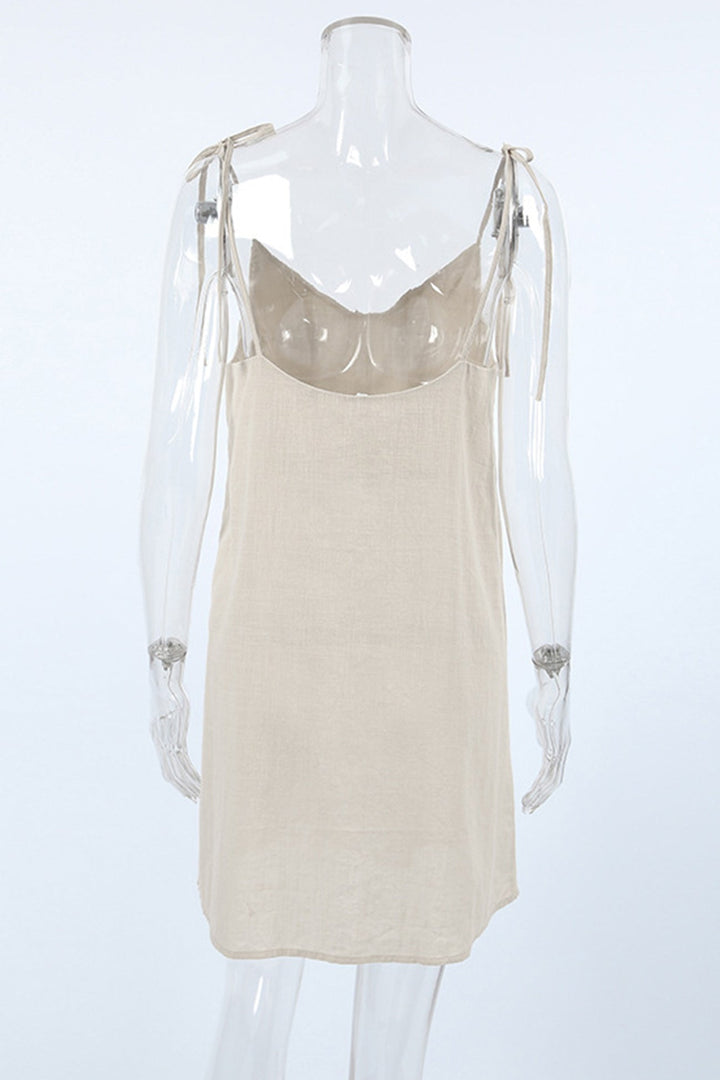 V Neck Tie-straps Backless Cami Dress Purple · S