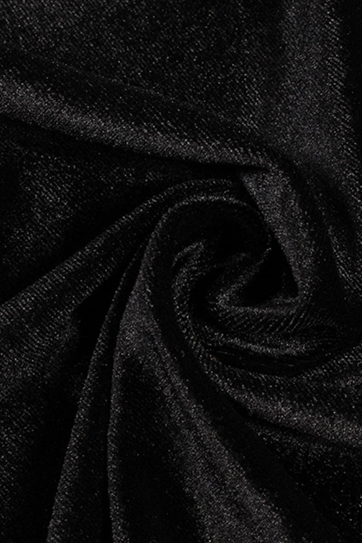 Velvet Pocketed Single-breasted Blouse Black · S