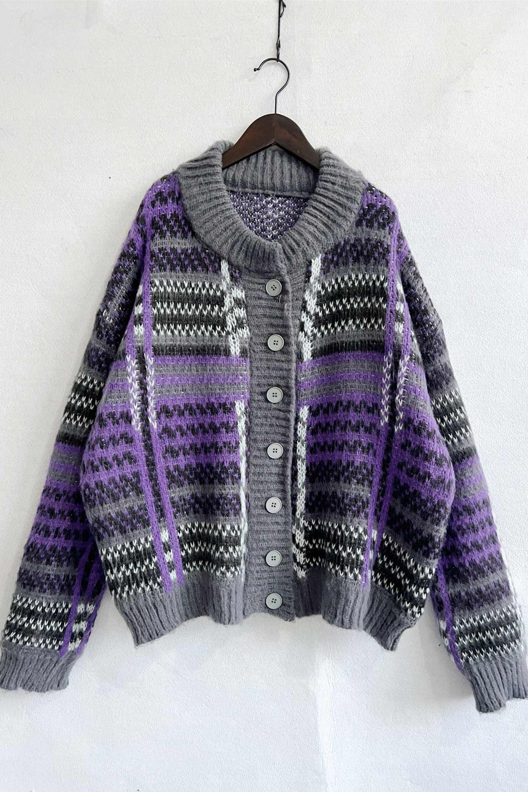 Vintage Contrast Striped Cardigan Green · S