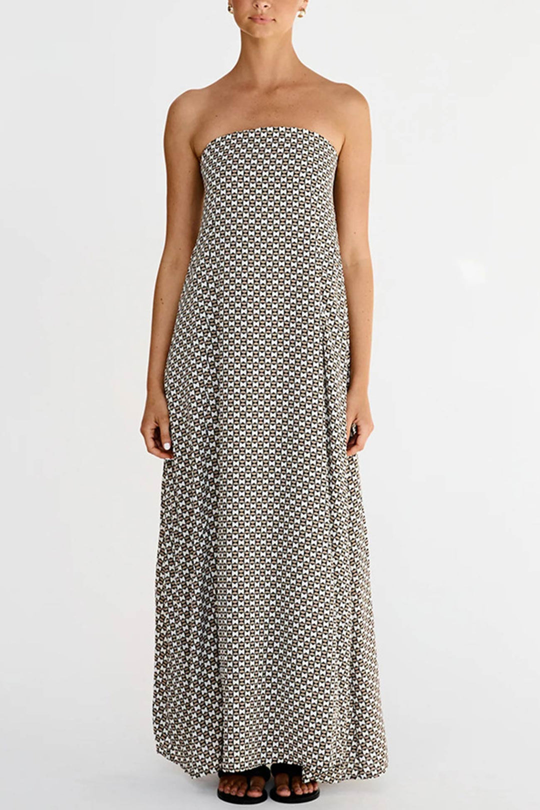 Vintage Print Strapless Maxi Dress Print · XL