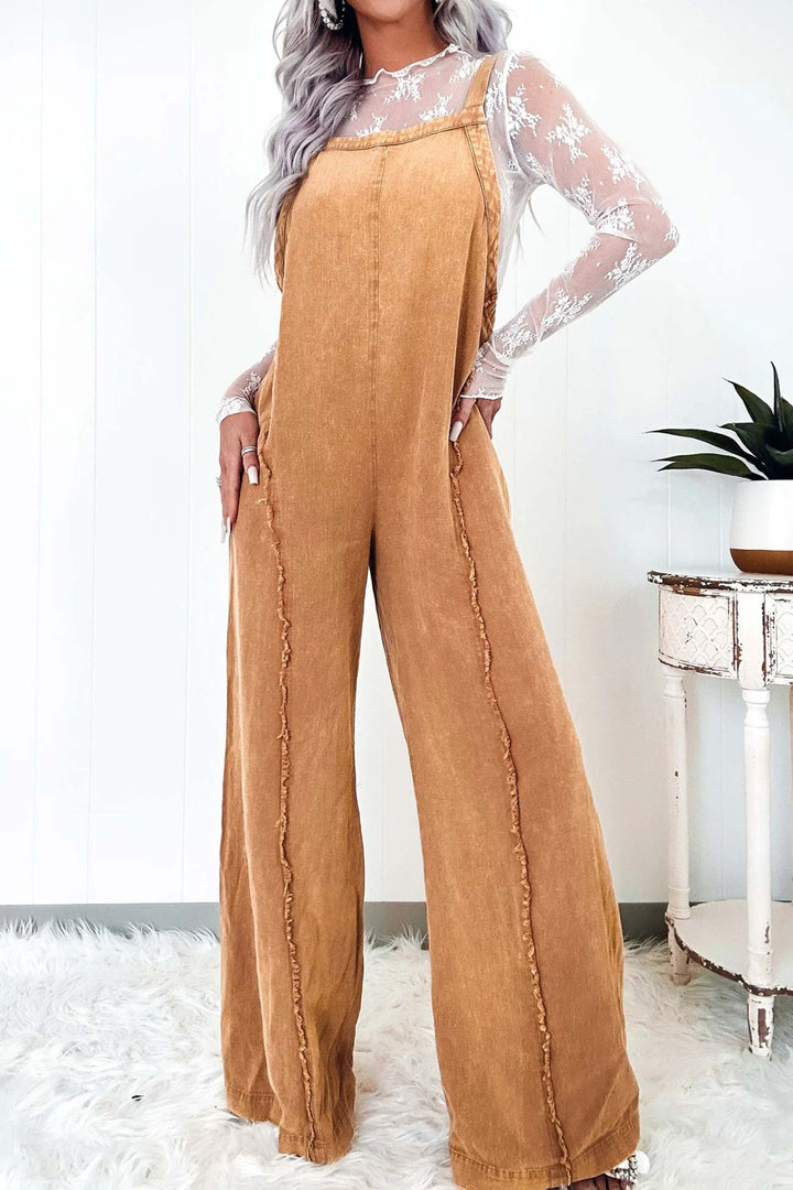 Vintage Raw Edge Wash Denim Jumpsuits Grey · XL