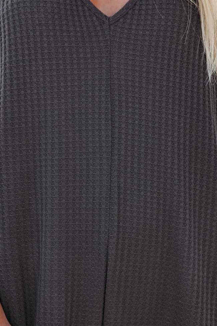 Waffle V Neck Spaghetti Straps Jumpsuits Dark Grey · XL