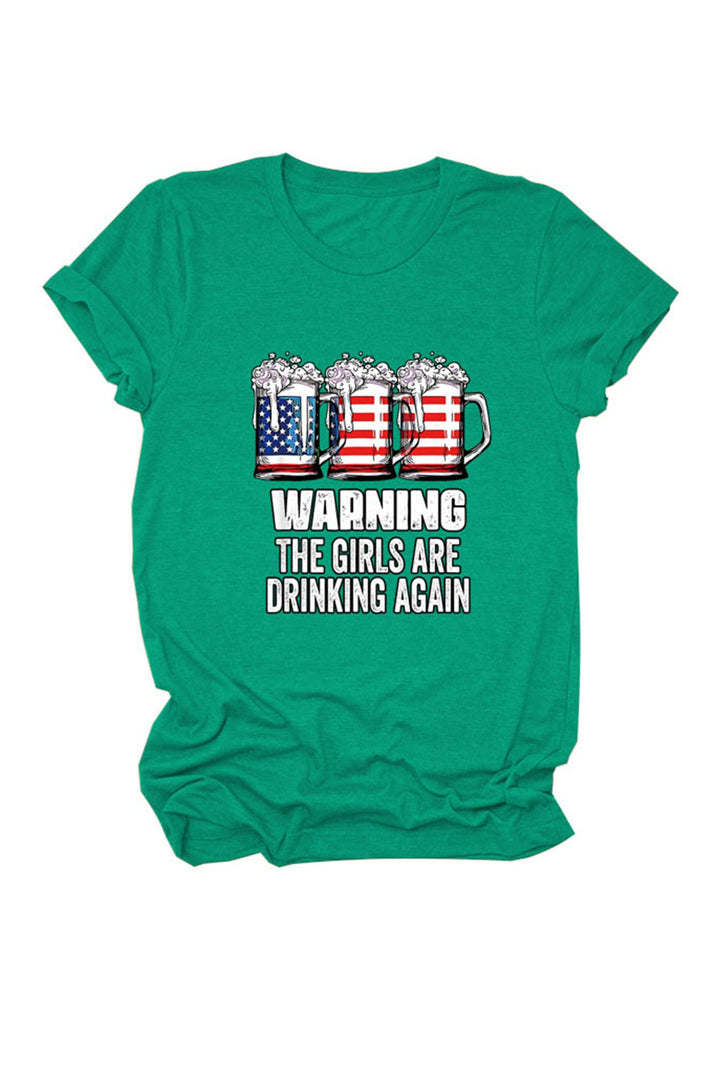 Warning The Girls Are Printed  T-Shirt Mustard Yellow · L