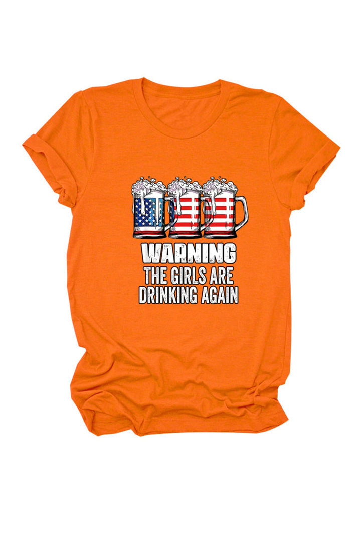 Warning The Girls Are Printed  T-Shirt Mustard Yellow · XL