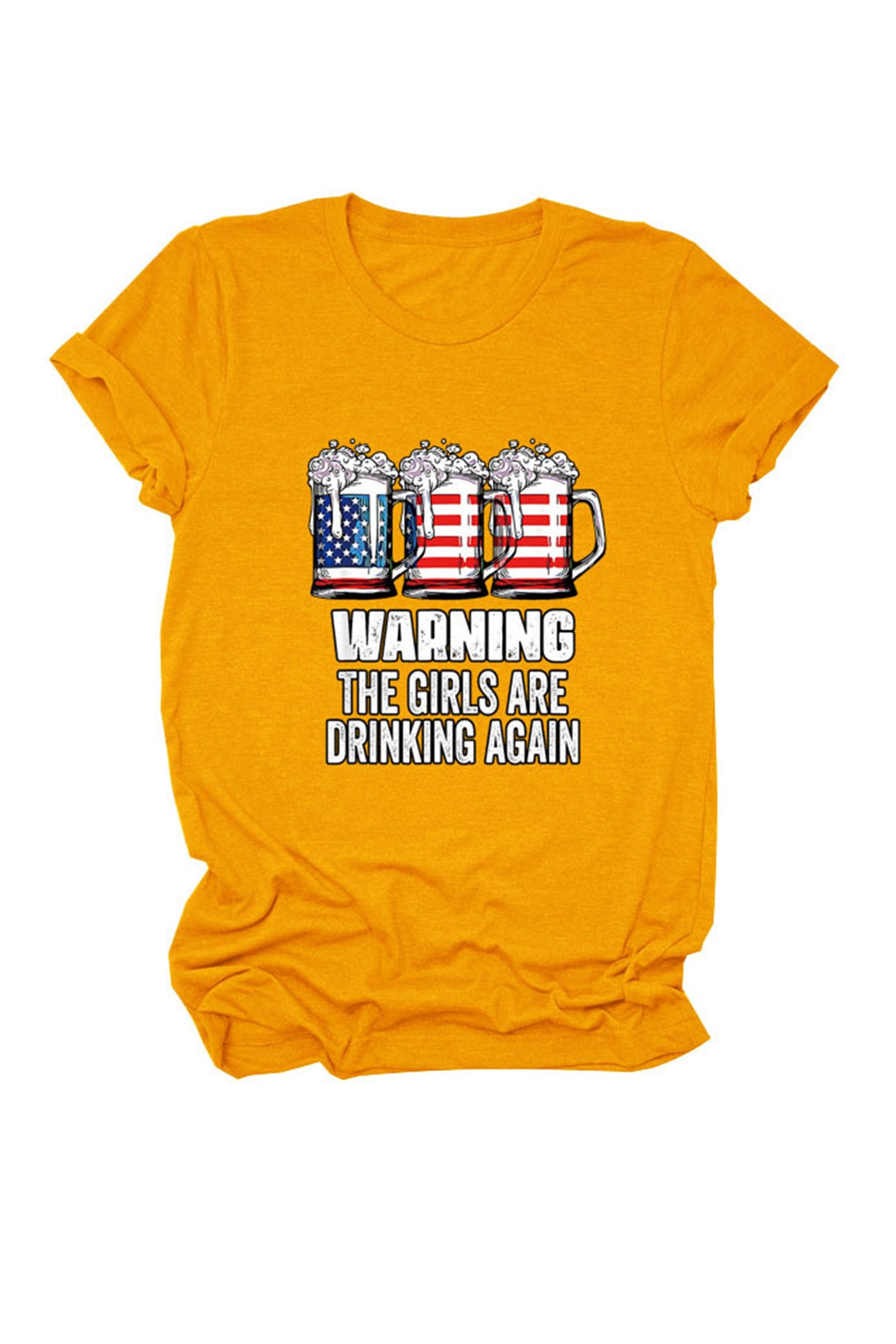 Warning The Girls Are Printed  T-Shirt Beige · S