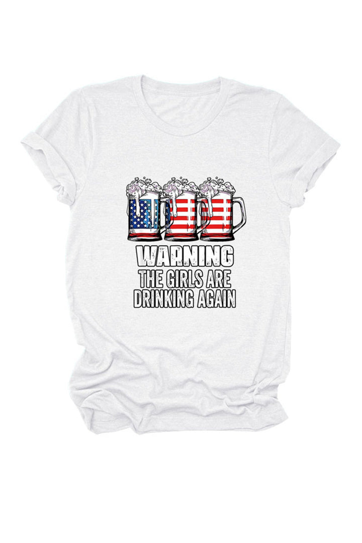 Warning The Girls Are Printed  T-Shirt Beige · XL