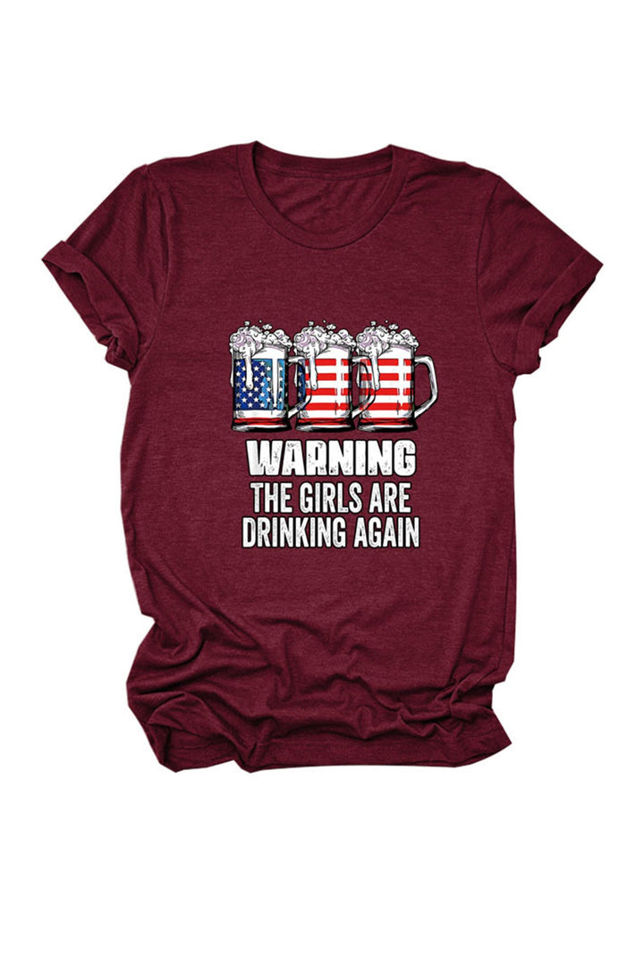 Warning The Girls Are Printed  T-Shirt Beige · 2XL