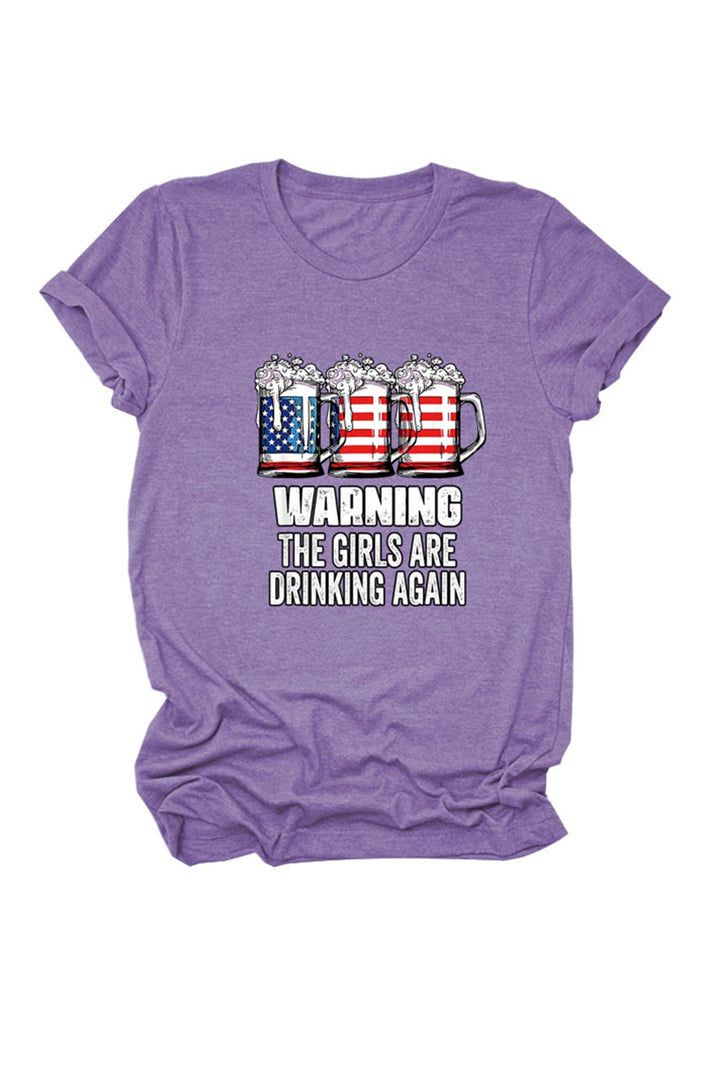 Warning The Girls Are Printed  T-Shirt Mustard Yellow · S