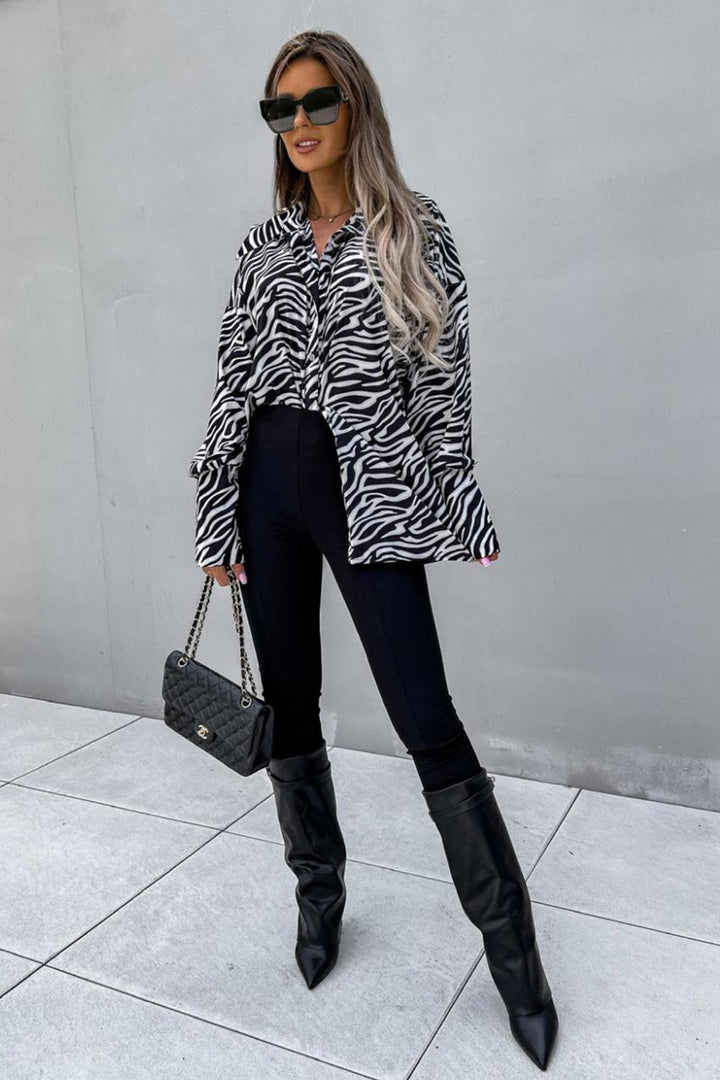 Zebra Long Sleeve Shirt Zebra · L