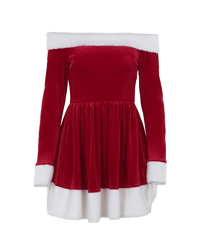 Christmas One-Shoulder A-Line Dress