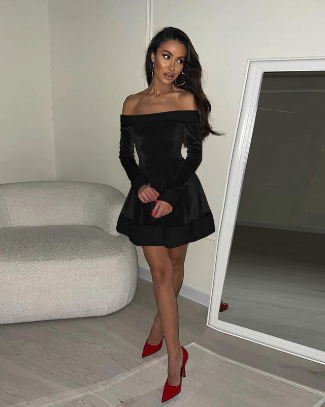 Christmas One-Shoulder A-Line Dress