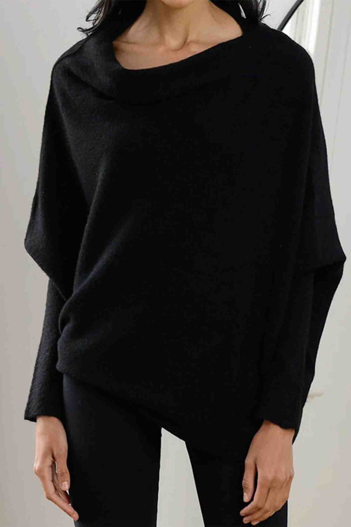 Solid Crew Neck Long Sleeve Top Light Brown · One Size
