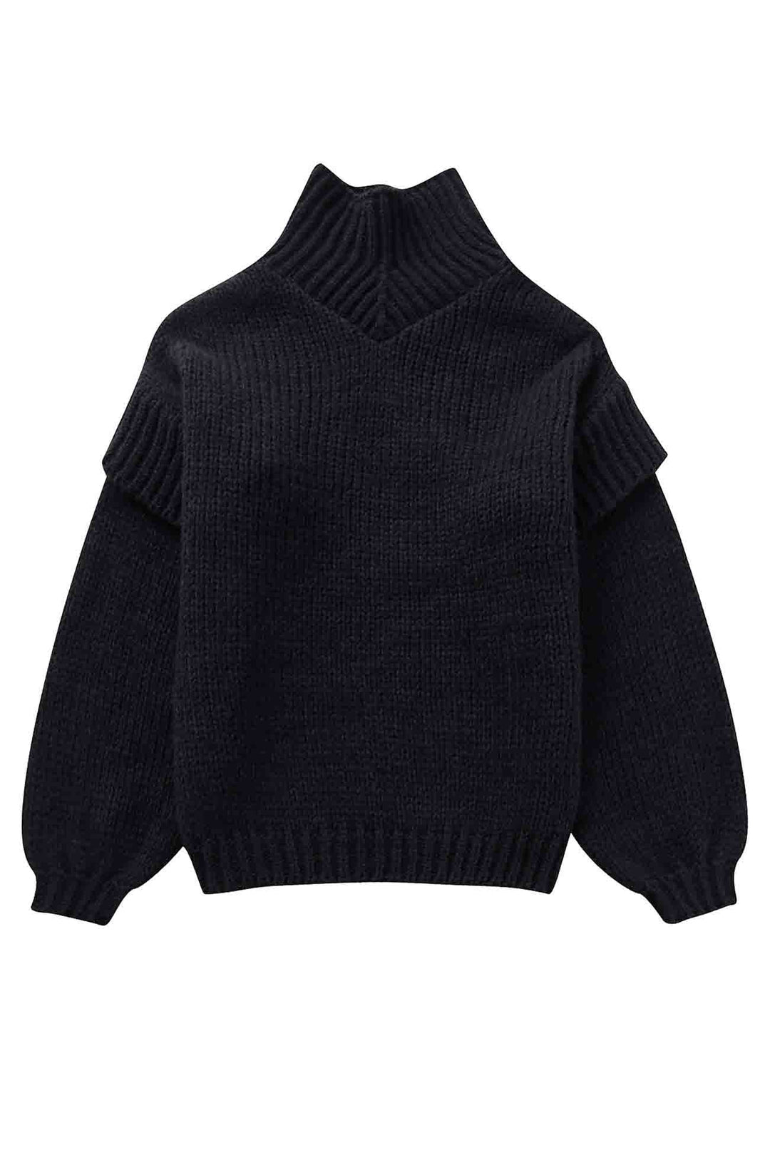 Solid Long Sleeve Cowl Neck Sweater Black · M