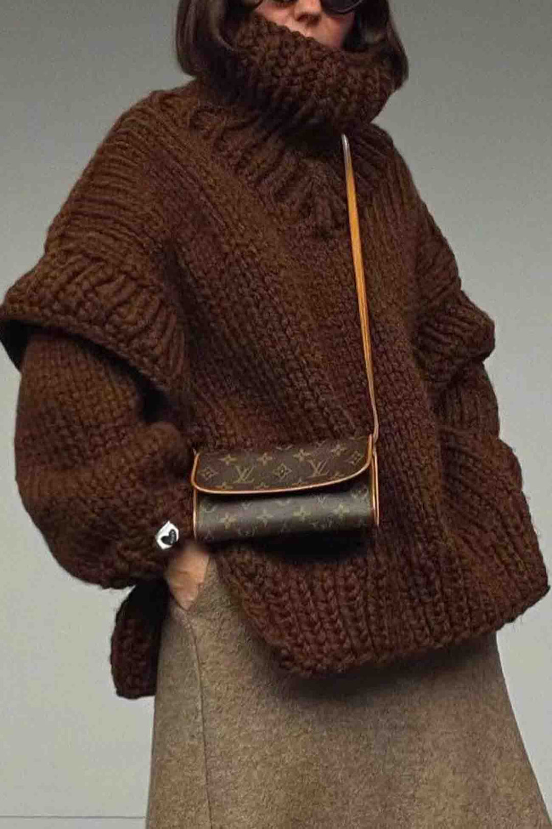 Solid Long Sleeve Cowl Neck Sweater Black · L