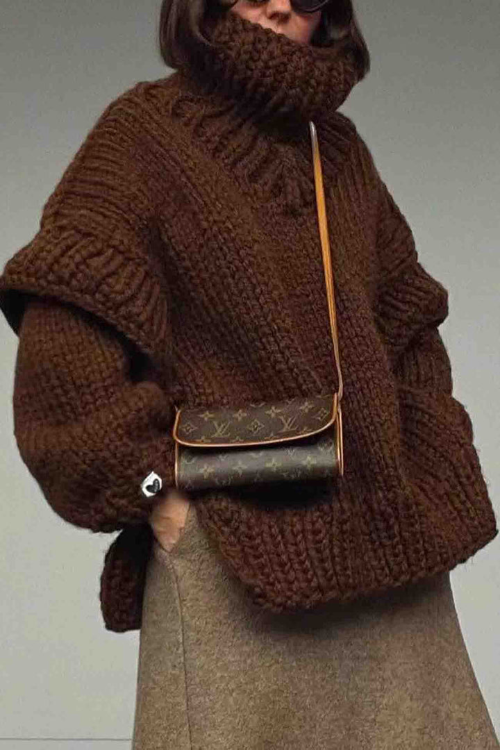 Solid Long Sleeve Cowl Neck Sweater Black · L