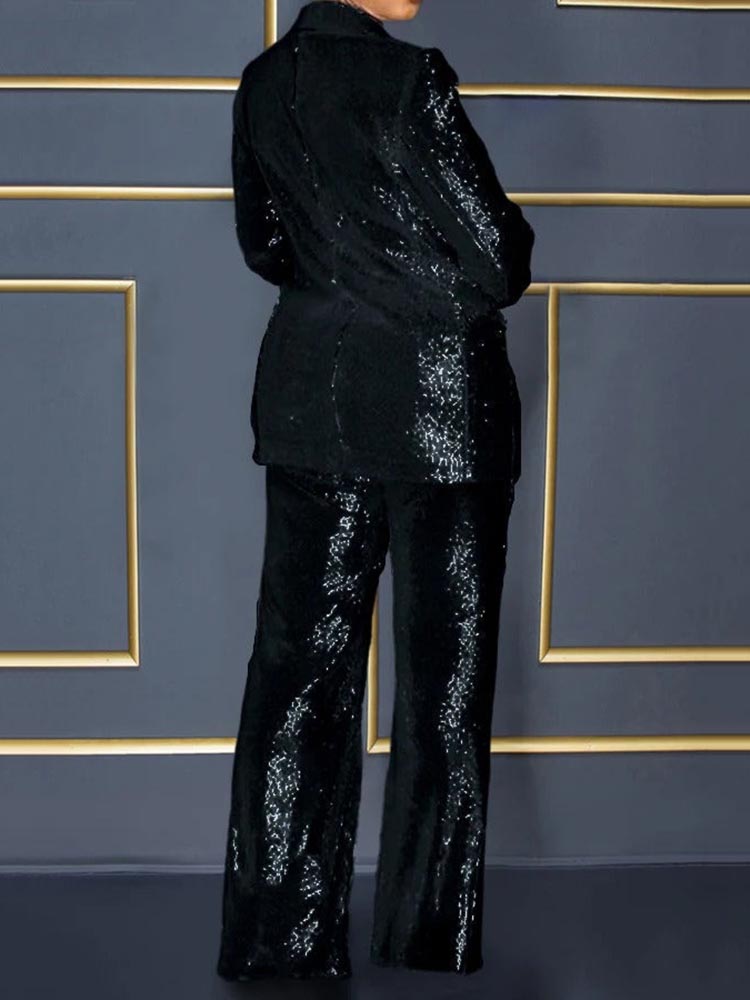Sequin Blazer Set Black / L