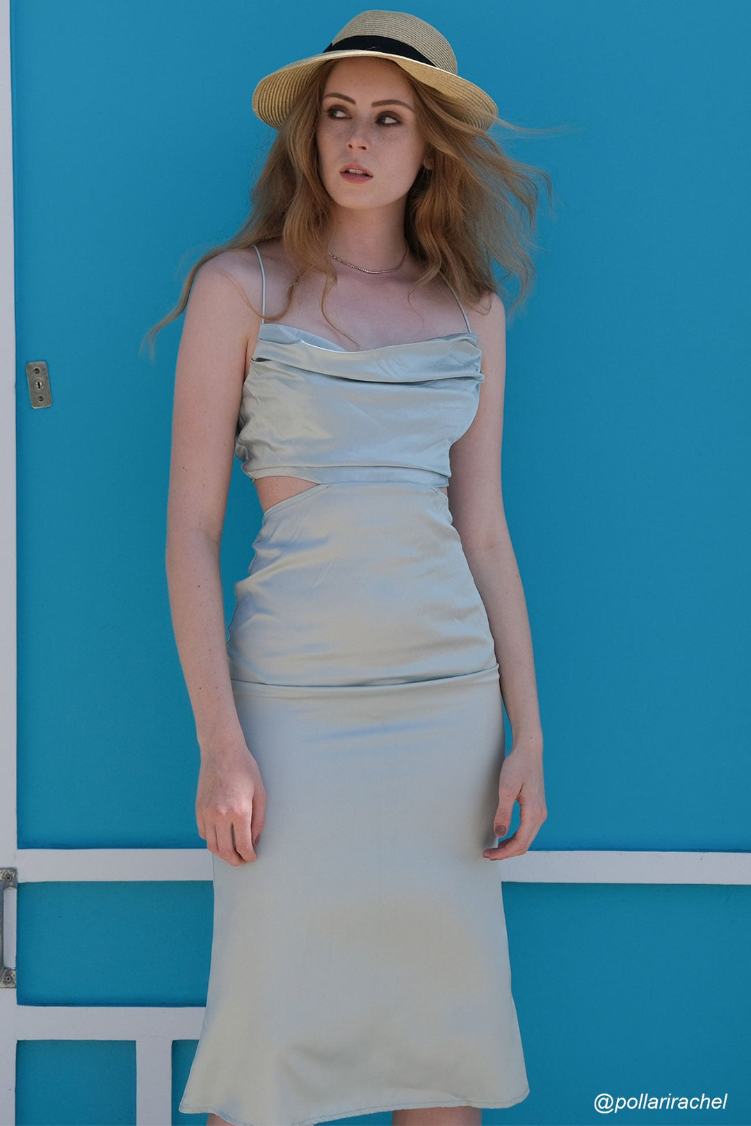 Solid Tie Backless Cami Dress Mint Green · M