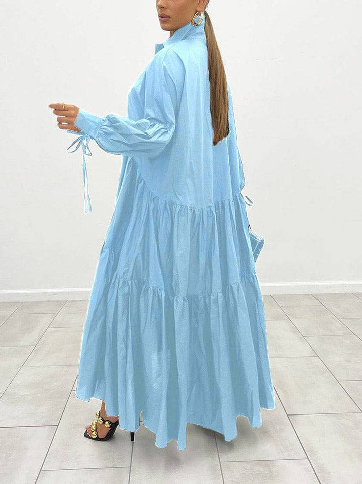 Loose Solid Long Shirt Dress White / 2XL