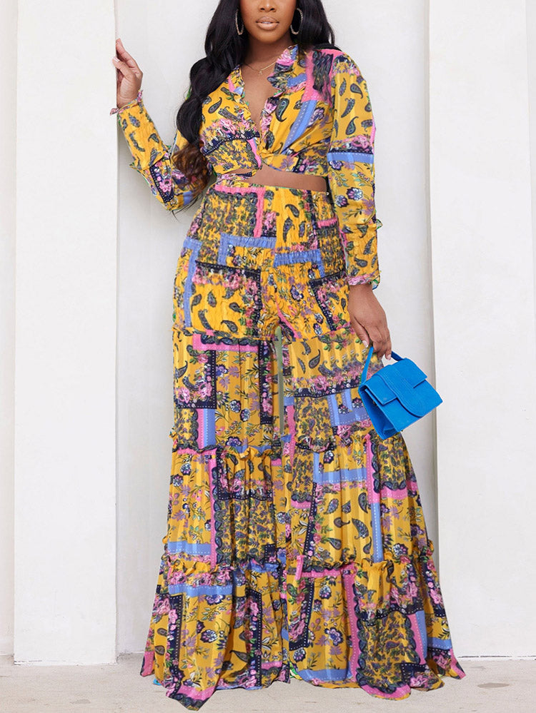 Floral Print Set Yellow / XL