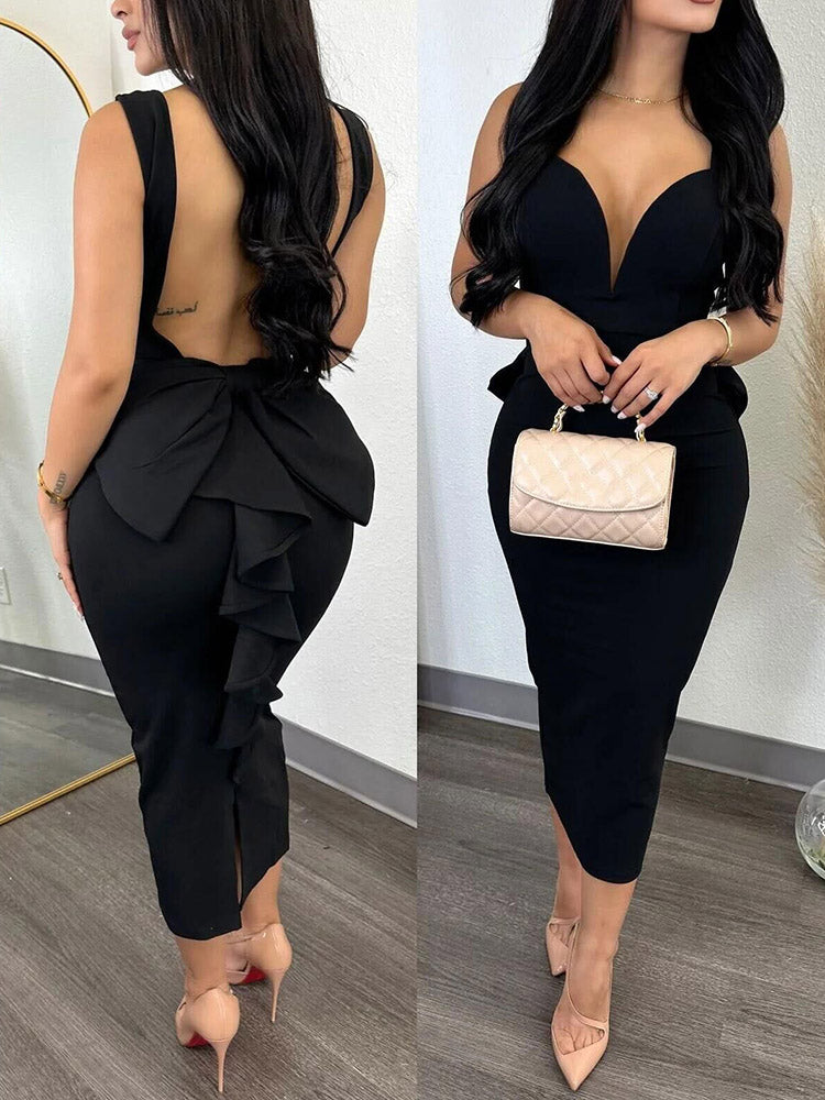 Fabulous Bow Back Dress Black / L