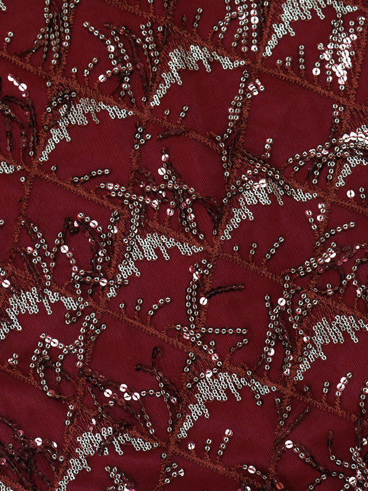 Sequin Fringed Gown Maxi Dress Red / 2XL