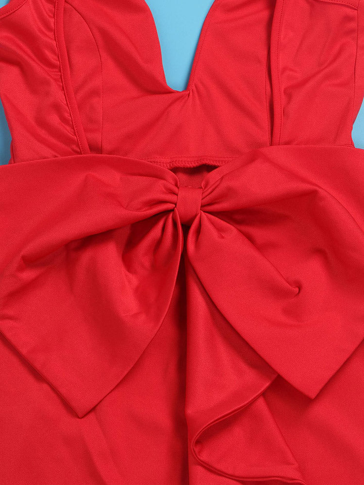 Fabulous Bow Back Dress Red / 3XL