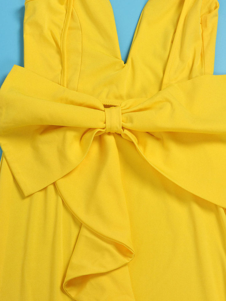 Fabulous Bow Back Dress Yellow / L