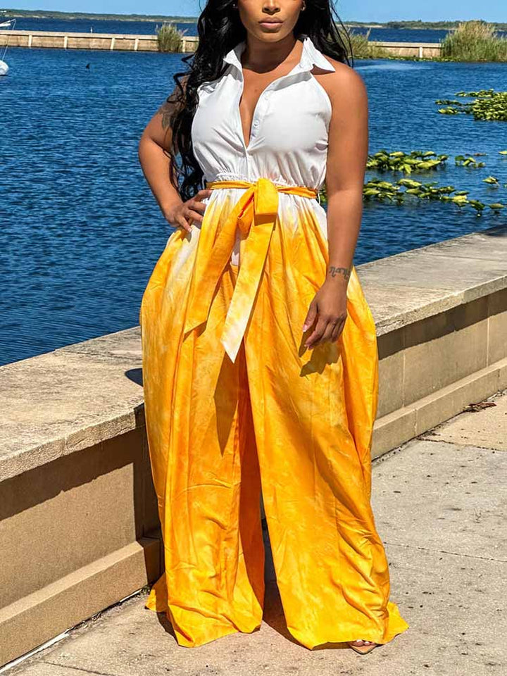Sleeveless Ombre Jumpsuit Yellow / S
