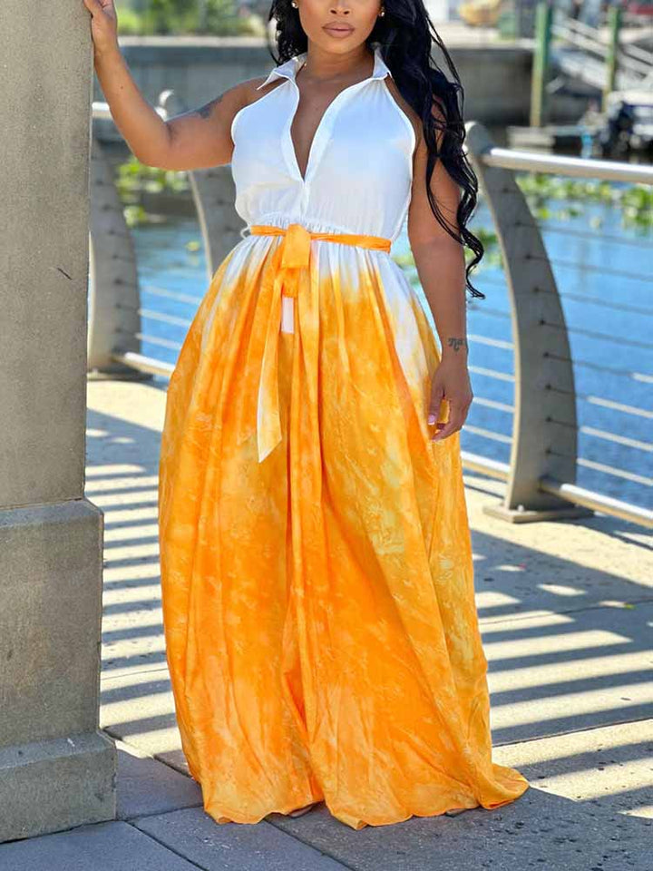 Sleeveless Ombre Jumpsuit Yellow / L