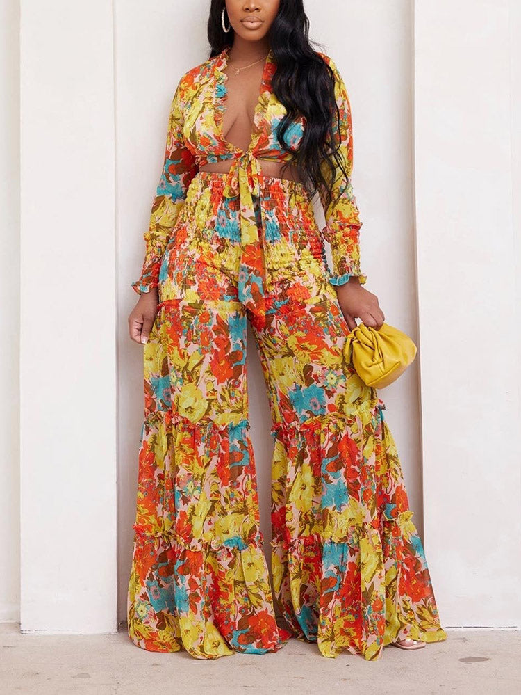 Floral Print Set Orange / S