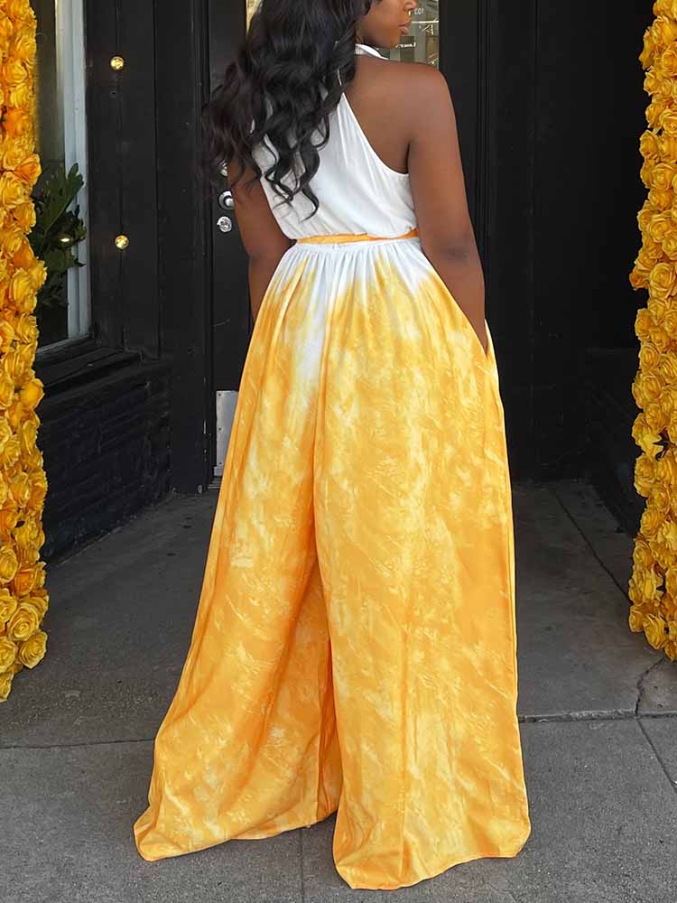 Sleeveless Ombre Jumpsuit Blue / M