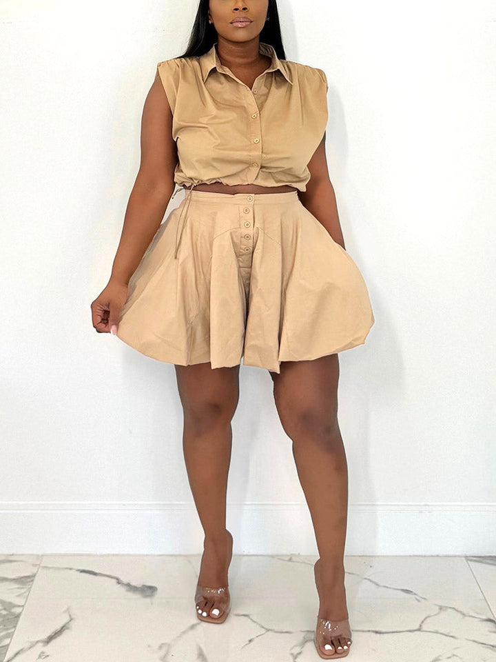 Sleeveless Top & Skort Set Blue / XL