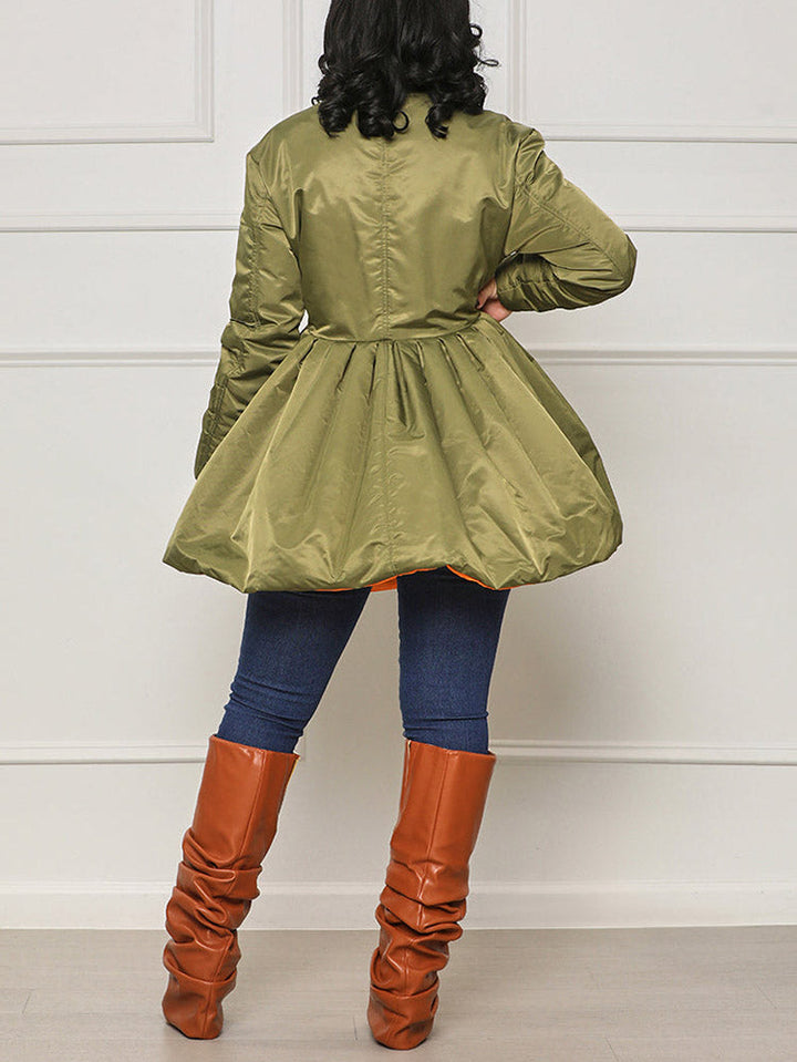 Peplum Puffer Coat Black / M