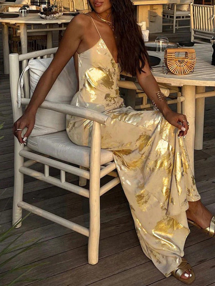 Camisole Gold Maxi Dress Gold / L