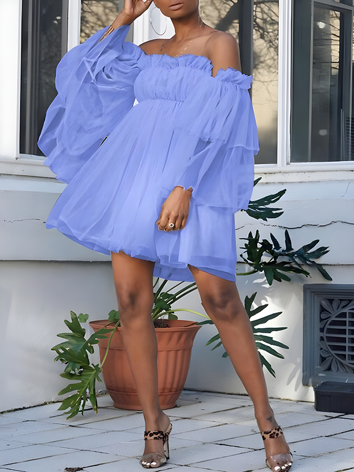 Princess Tulle Off Shoulder Dress Apricot / L