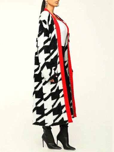 Fur Houndstooth Cardigan Green / S