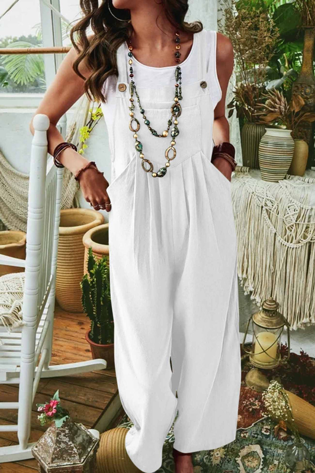 Wide Leg Pocket Sleeveless Jumpsuits Black · 2XL