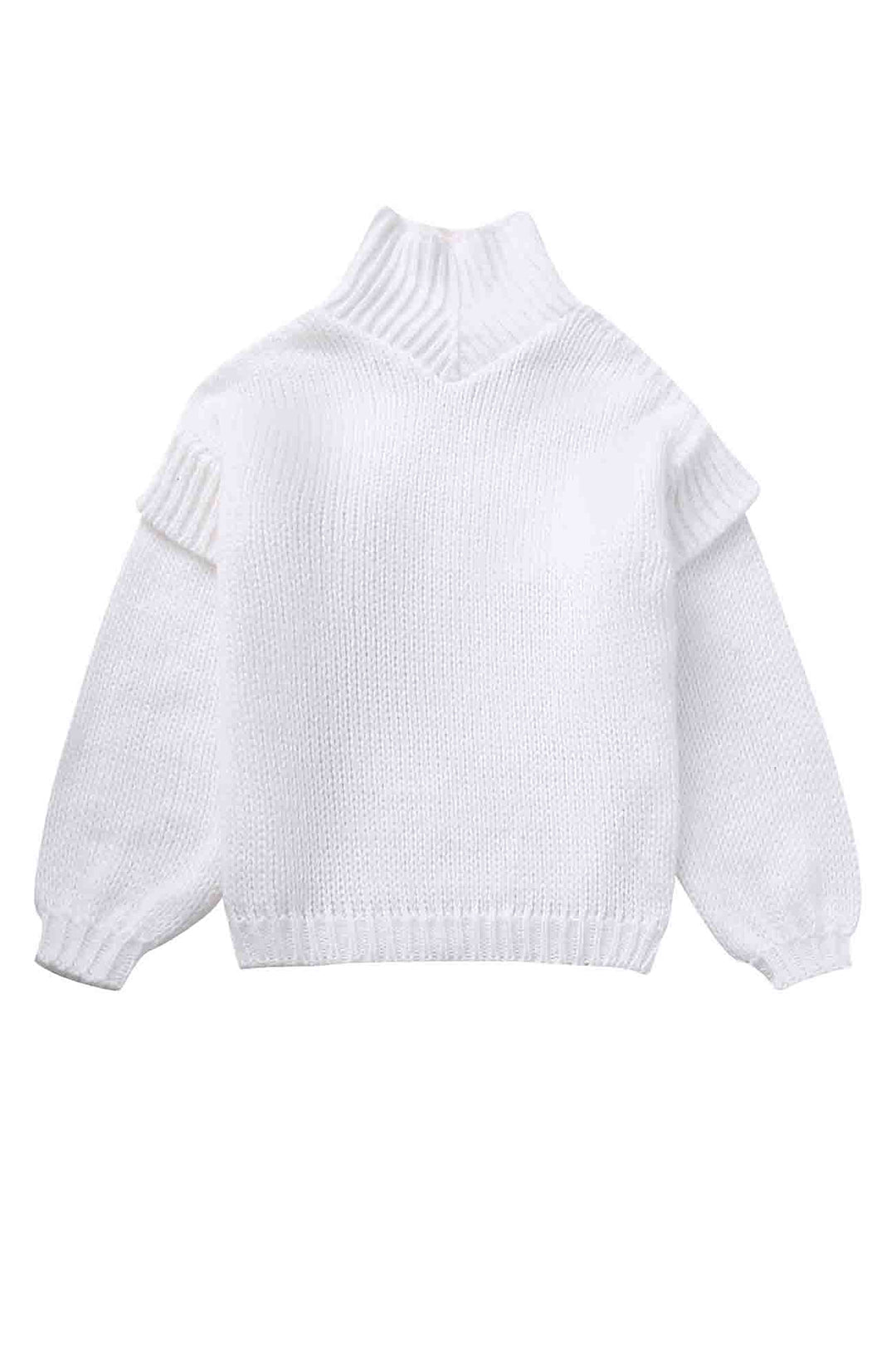Solid Long Sleeve Cowl Neck Sweater White · M