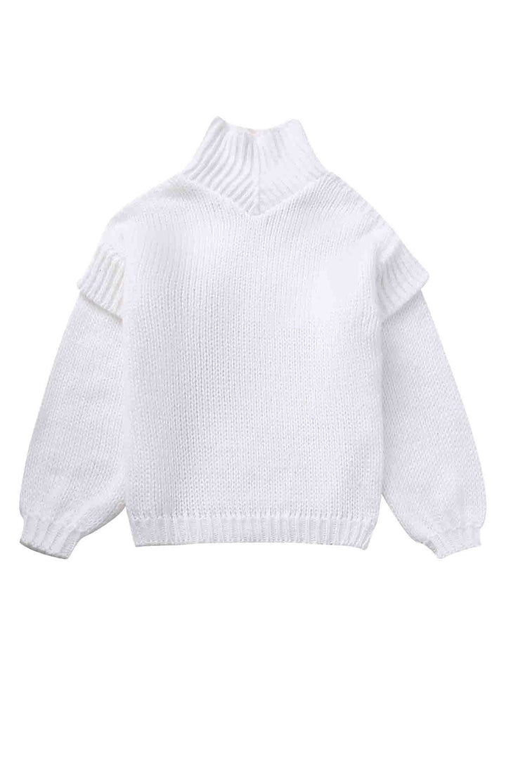 Solid Long Sleeve Cowl Neck Sweater White · M